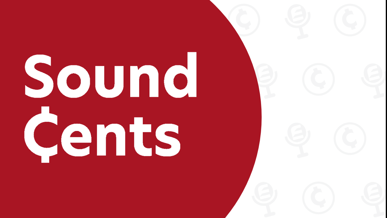 Red circle graphic and Ent's Piggy E. Banks with headphones on